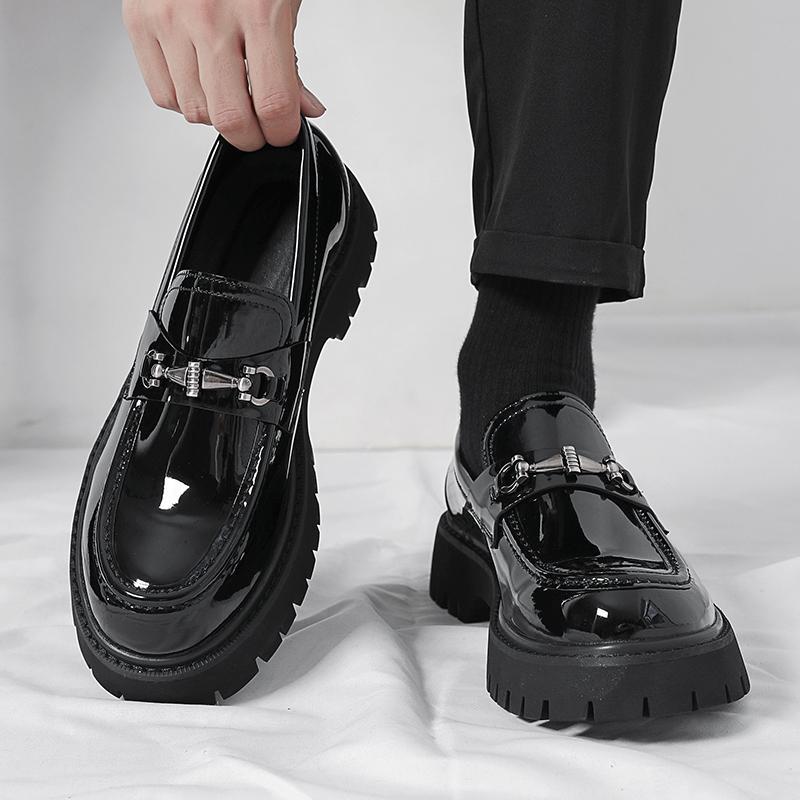 Chunky-soled Height-increasing British-style Business Loafers With A Wide Toe foto 3