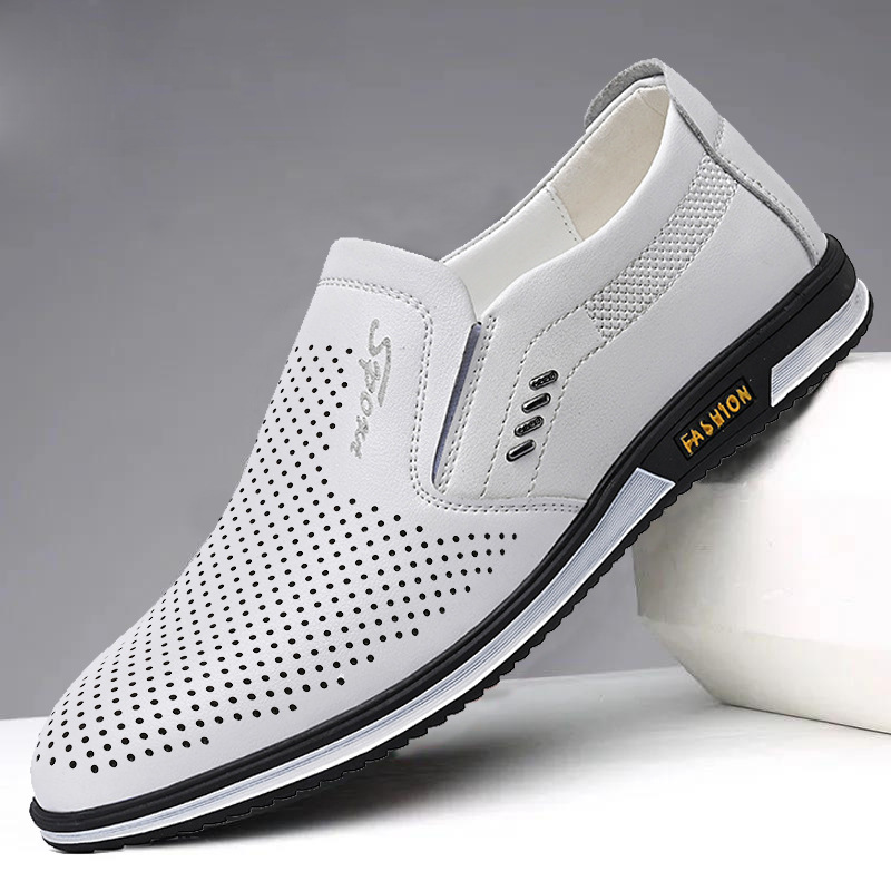 Men's British White Slip-on Leather Shoes foto 5
