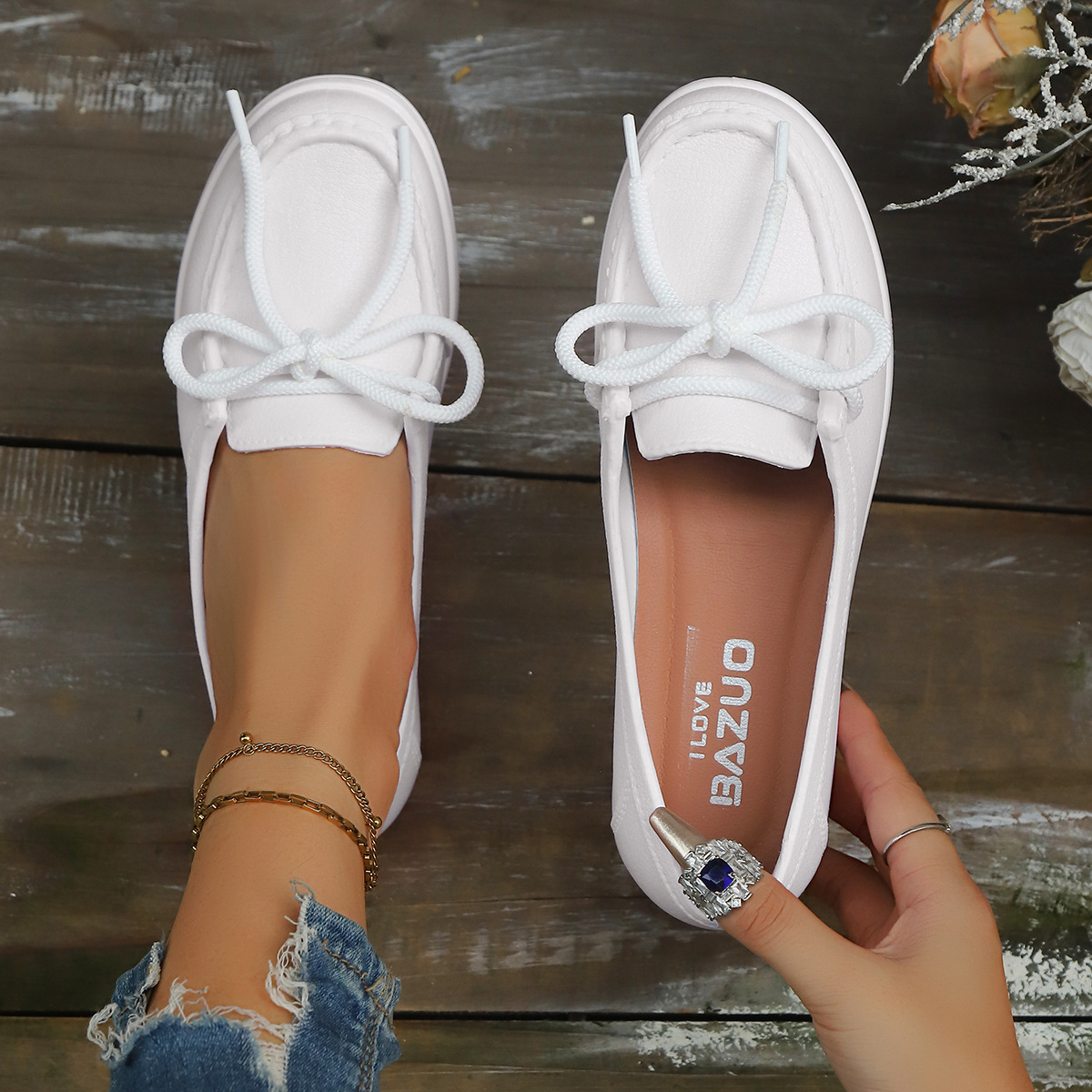 Genuine Leather Soft-Soled Slip-On Loafers Flat Shoes For Middle-Aged And Elderly Women foto 4