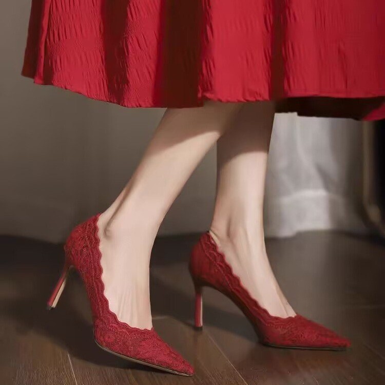 Elegant Lace High-heeled Shoes Women foto 5