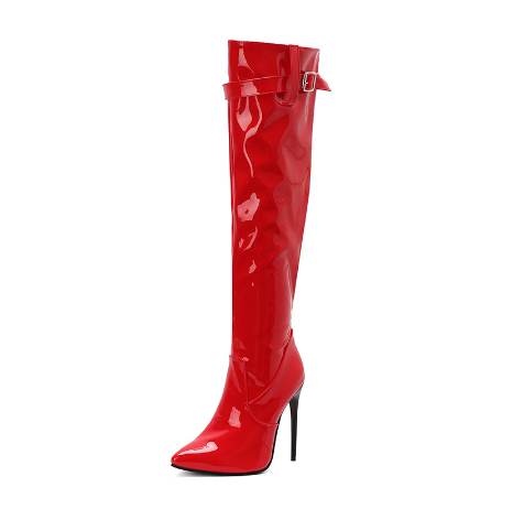 Womens High-heeled Pointed-toe Above-the-knee Thigh-high Boots foto 4