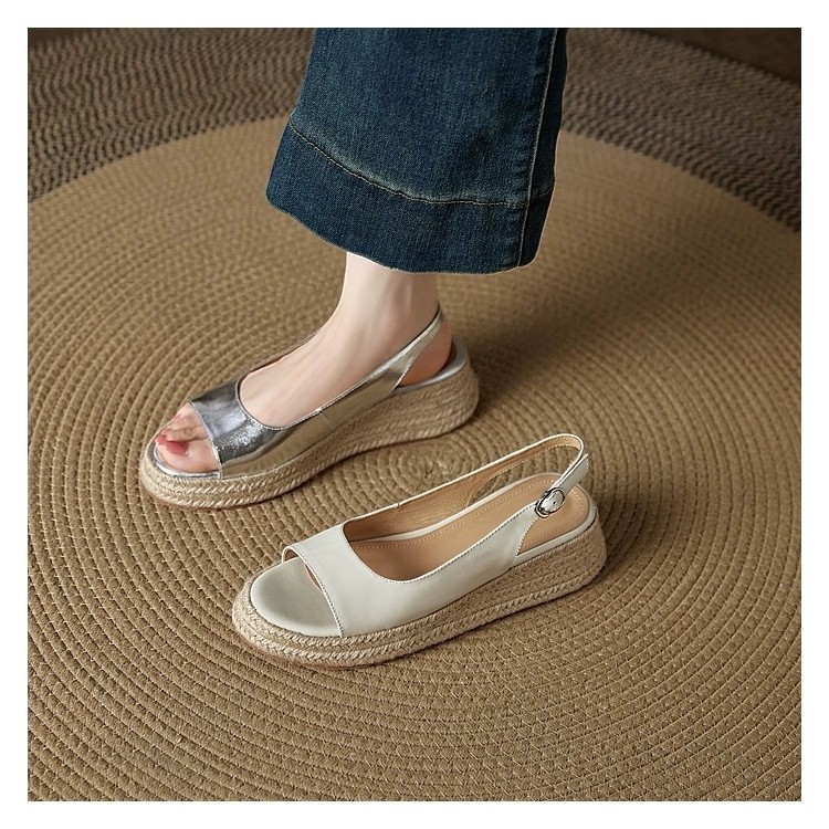 Round-toe Straw Open-toe Sandals For Women foto 4