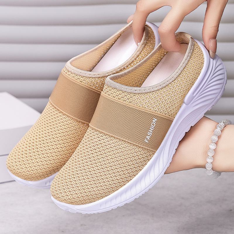 Breathable Non-stuffy Feet Mesh Slip-on Half Slippers Soft Bottom