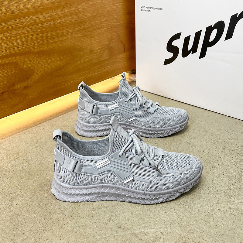 Men's Shoes Mesh Breathable Fly Woven Mesh Lace Up Running Shoes foto 2