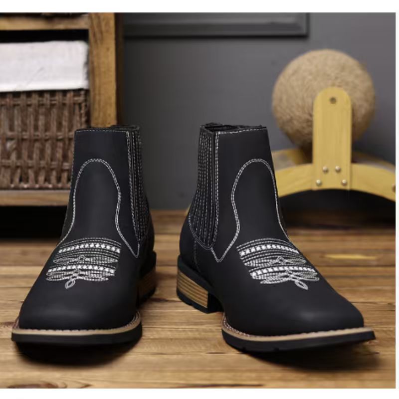 Embroidered Ankle High Mens Martin Boots foto 3