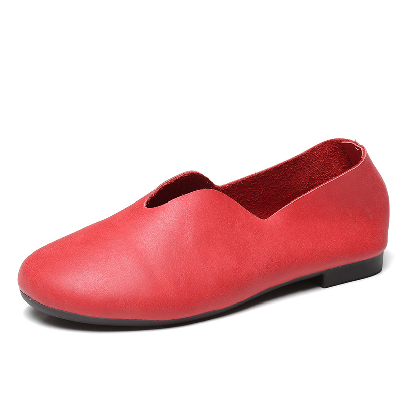Genuine Leather Vintage Handmade Round-Toe Flat Shoes foto 4