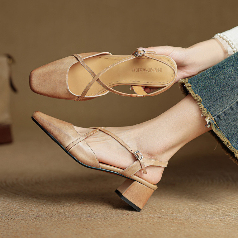 Women's Tendon Soft Bottom Mid Heel Sandals Closed Toe Casual foto 3