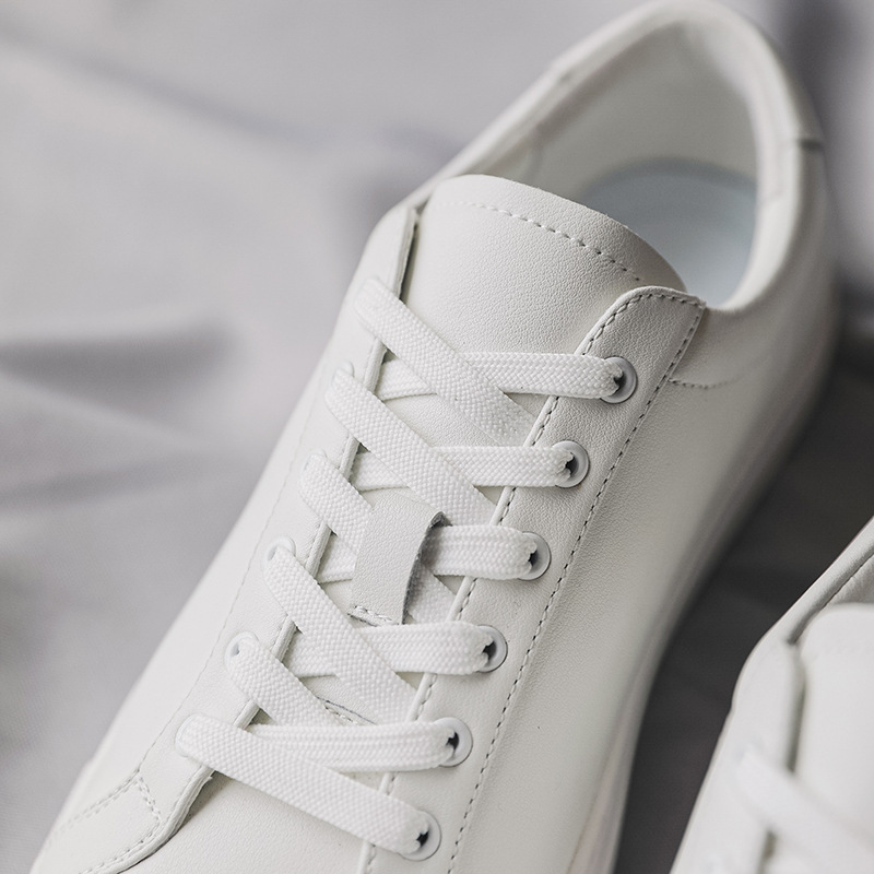 New Breathable Cowhide Flat-soled Trendy Versatile White Sneakers foto 5