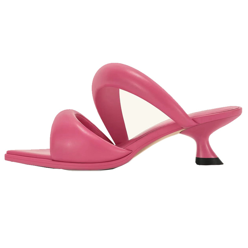 European And American Pointed Soft Leather Kitten Heel Single Sole foto 3