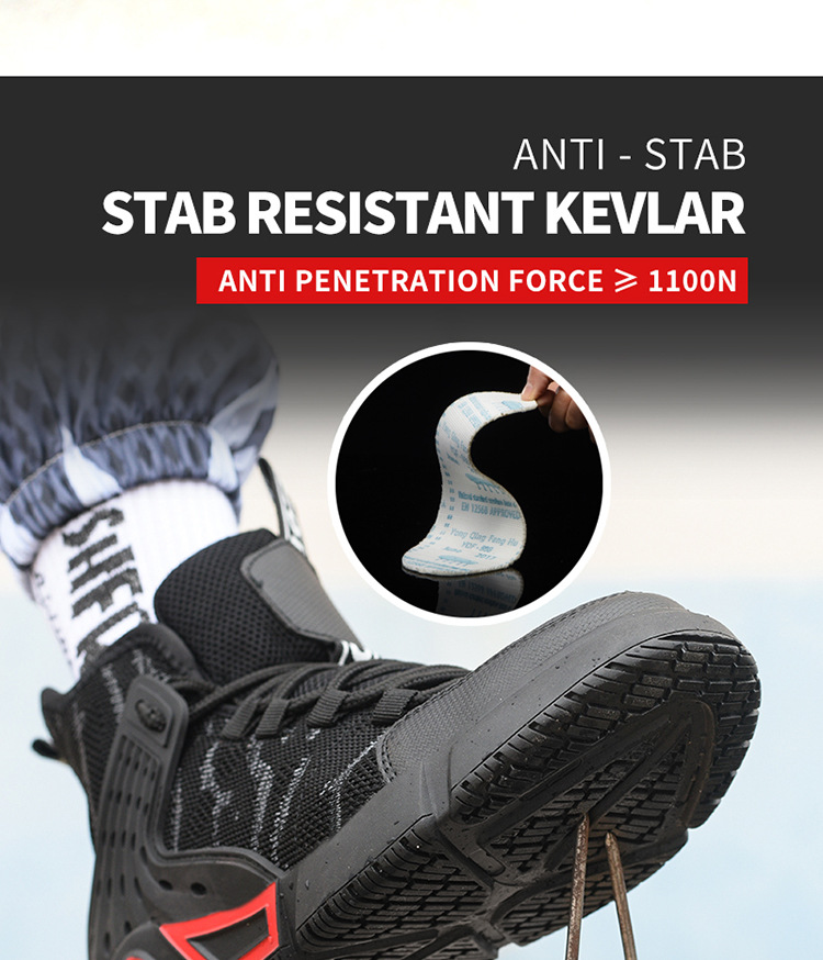 Stylish And Lightweight Safety Protection Anti-smashing And Anti-penetration Non-slip Wear-resistant Work Shoes Men foto 4
