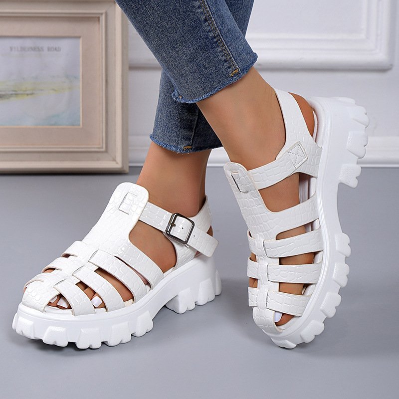 Women's Thick-soled Textured Sandals Weaving Hollow Loose foto 5