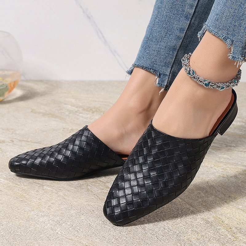 Women's Casual Low-Heel Plus-Size Woven Closed-Toe Outdoor Slippers foto 4