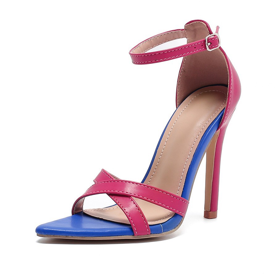 Ultra-high Heel Color Matching Pointed Toe Strap Heel Wrapped Stiletto Heel Sandals foto 2