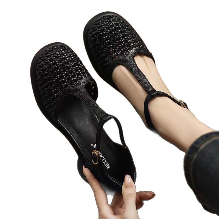 New Summer Soft Leather Roman Platform Mary Jane Shoes Hollow High Heel Pumps foto 2