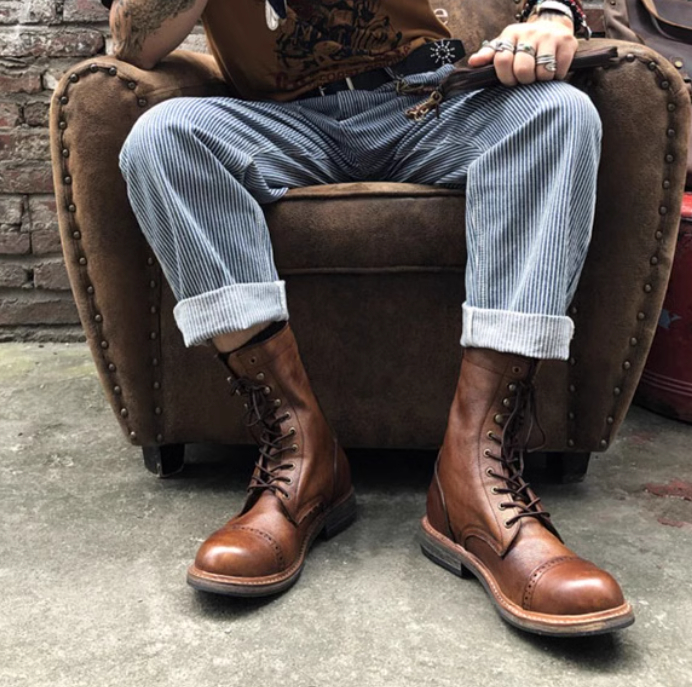 American Retro Leather Desert Boots Viscose Martin Boots foto 2