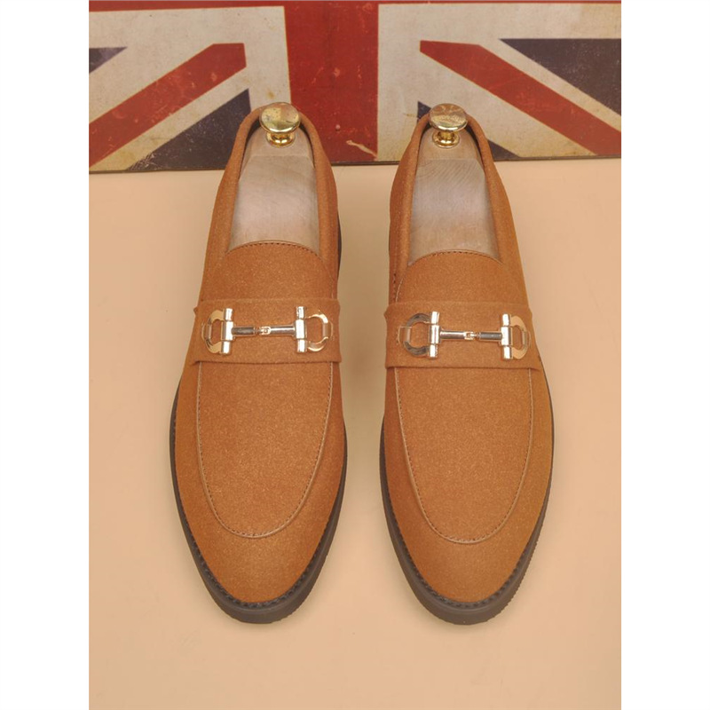 Leather Shoes Men's Casual Suede Shoes Fashion Korean Style Pointed Toe foto 3