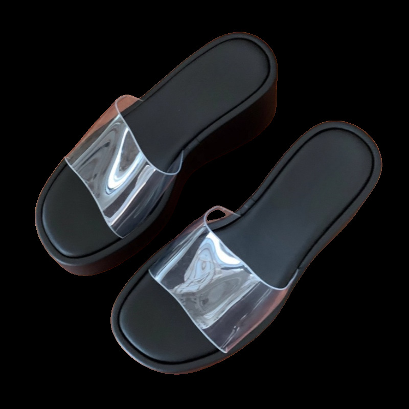Womens Clear Strap Sandals With Thick Wedge Heels foto 3