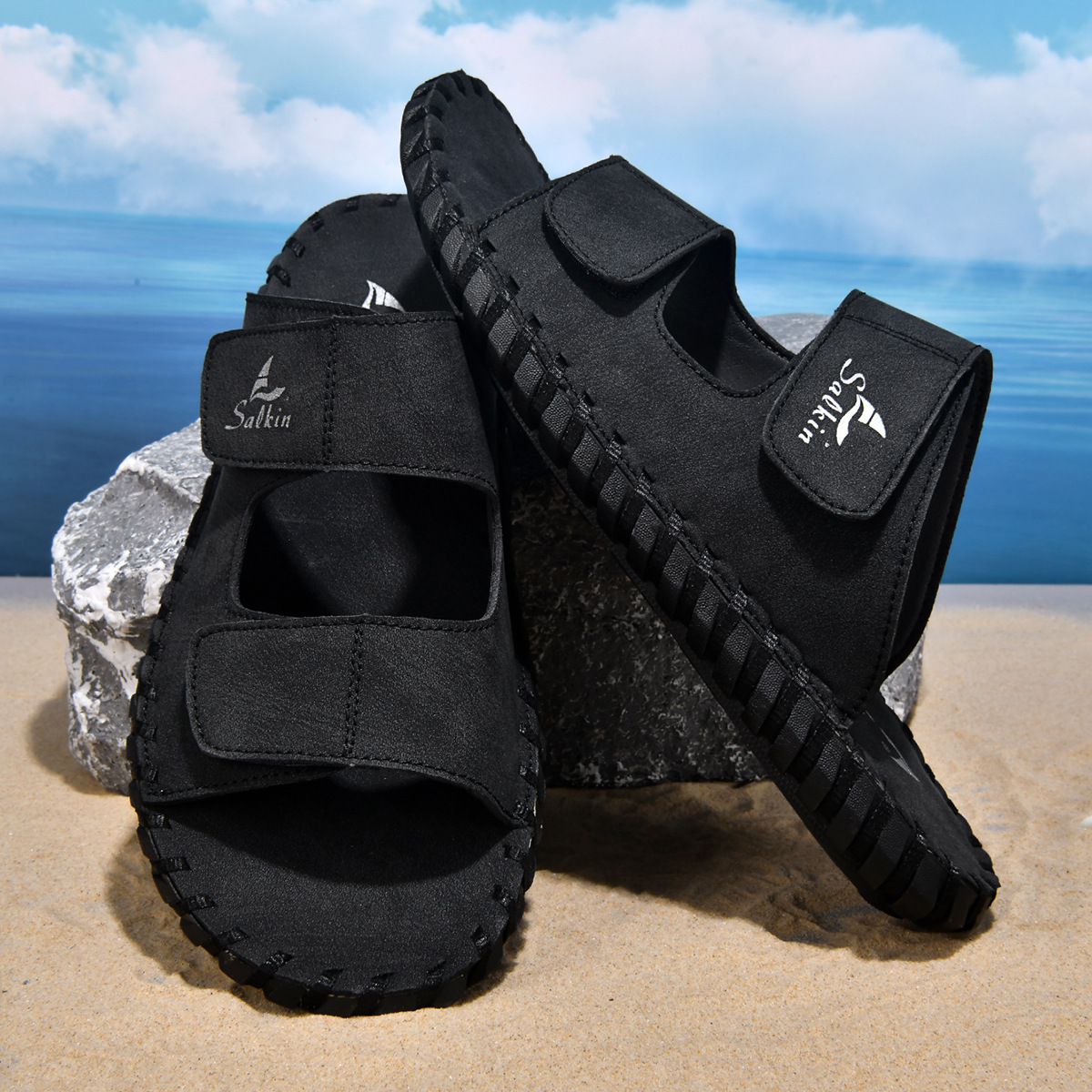 Men's Casual Outdoor Leather Slippers foto 2