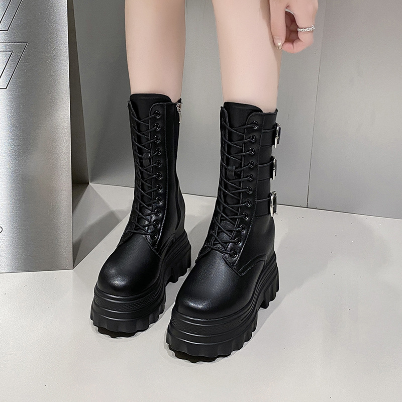 Womens Thick-soled Height-increasing Mid-calf Boots foto 5