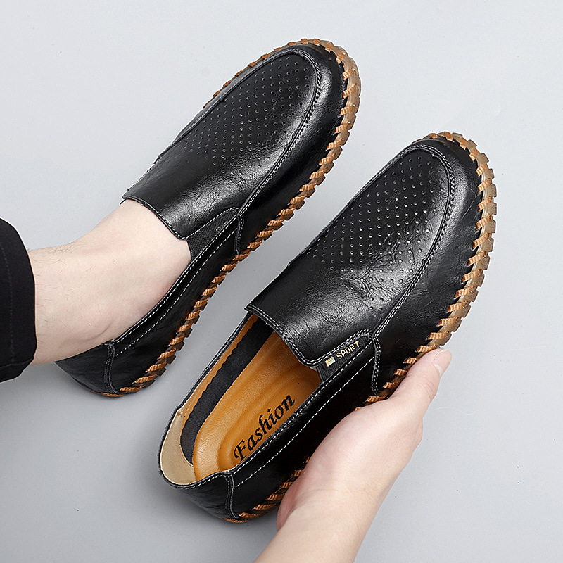 Plus Size Men's Shoes Breathable Authentic Leather Hollow Out foto 3