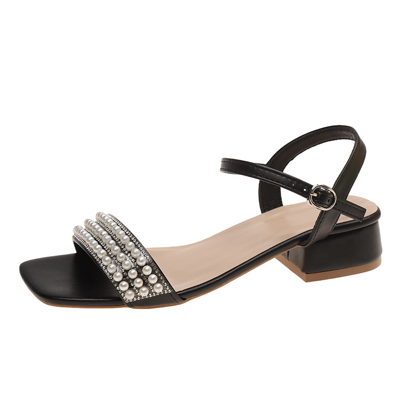Women's Mid Heel Square Toe Ankle Strap Outerwear Sandals foto 2