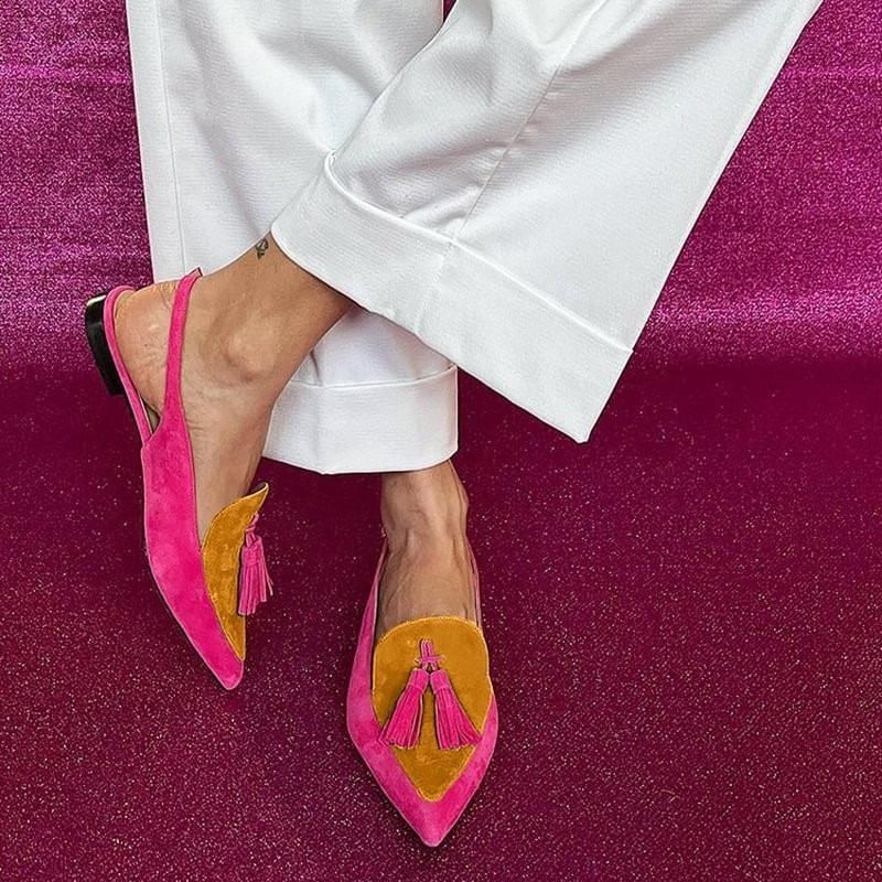 Color Matching Women's Plus Size Pointed Low Heel Slingback Sandals foto 3