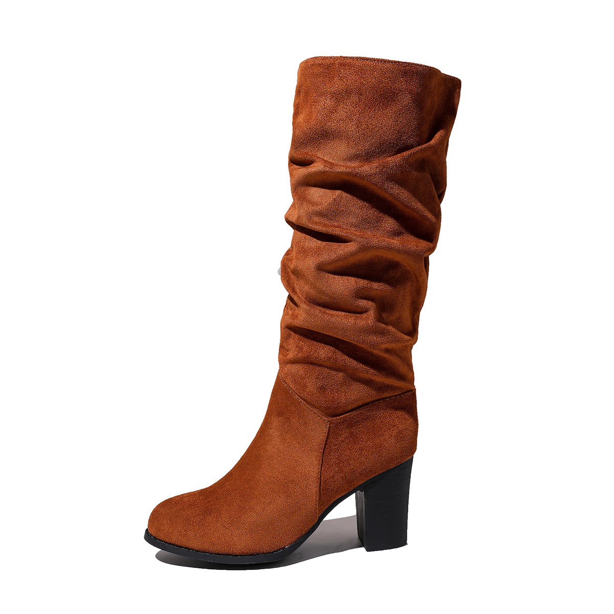 New European And American-style Chunky-heeled Pointed-toe Suede Over-the-knee Boots foto 5