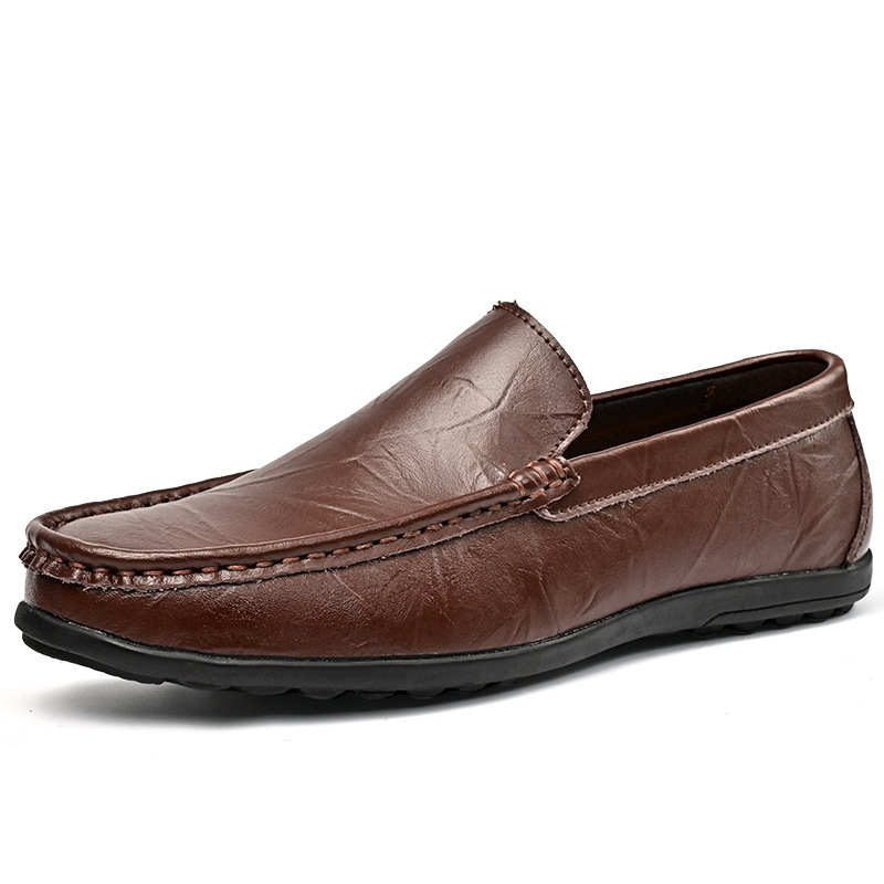 Men's Shoes Plus Size Cowhide Slip-on Driving Shoes Lightweight Retro Easy Matching Gommino Breathable foto 4