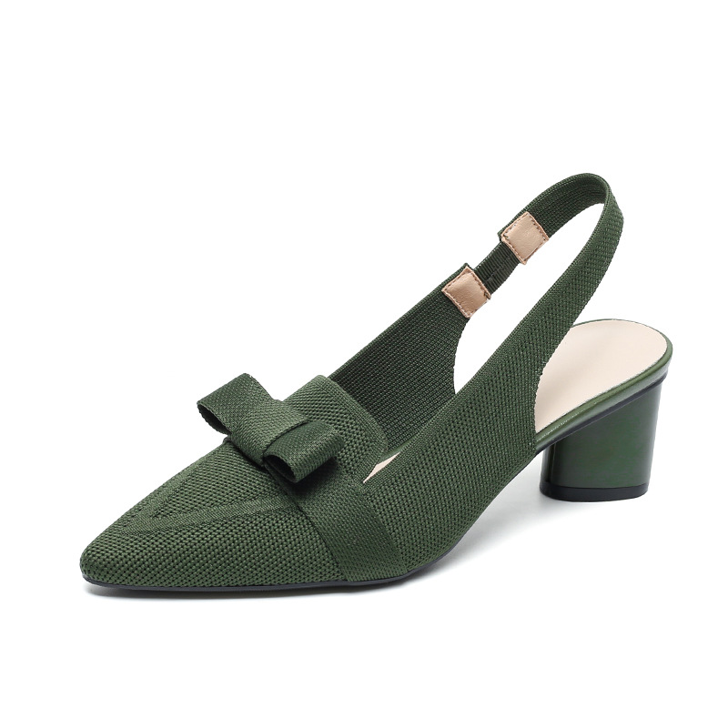 Closed Toe Bow Solid Color Summer High Heel Sandals Women Back Strap foto 4