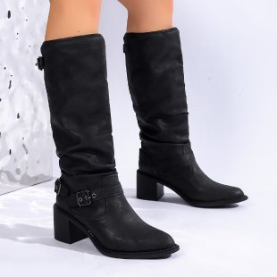 Stylish And Comfortable Buckle Chunky Heel Women's Boots foto 5