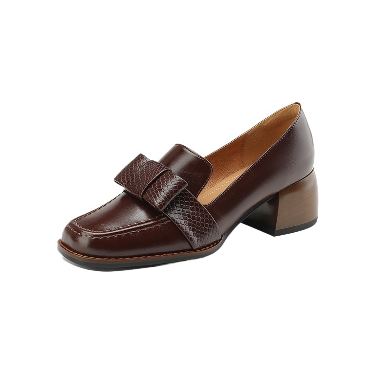 Elegant And Sophisticated Soft Cowhide Commuter Shoes With A Chunky Mid Heel foto 4