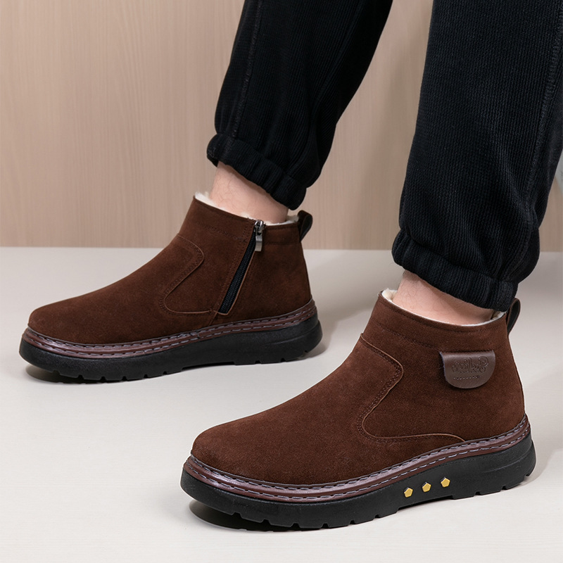Warm Non-slip Sheep Wool Plus Velvet Thick Cotton Shoes foto 4