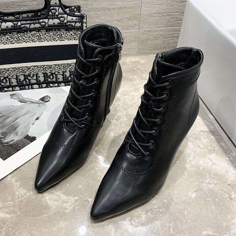Womens Versatile Fashionable Pointed-toe Stiletto Boots foto 4