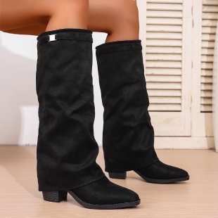 Autumn Chunky-Heel Plus-Size British-Style Over-the-Knee Boots foto 5