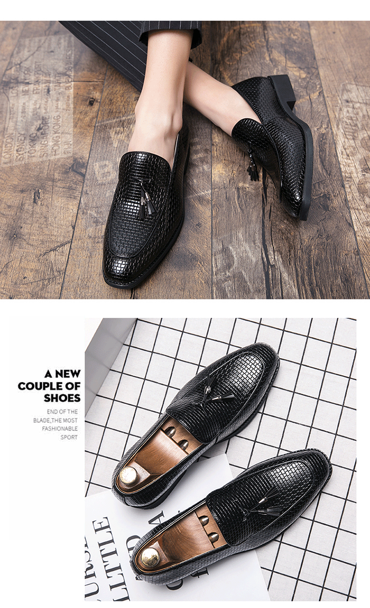 Pointed Men's Slip On Leather Shoes foto 5