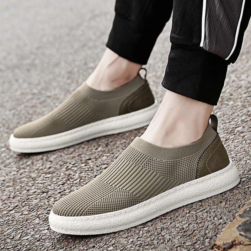 Mens Flyknit Mesh Upper Loafers Slip-on Design