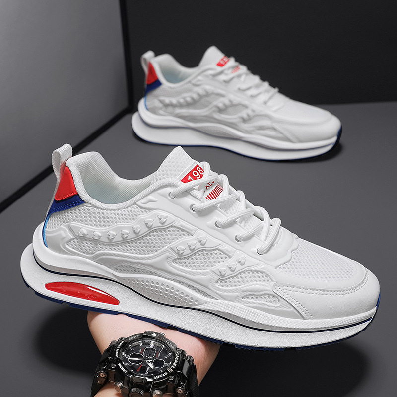 Summer Mens Shoes New Breathable Mesh White Sneakers foto 4