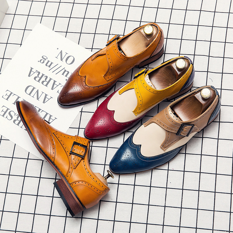 Men's Color-blocking Leather Shoes Fashion Trend foto 5