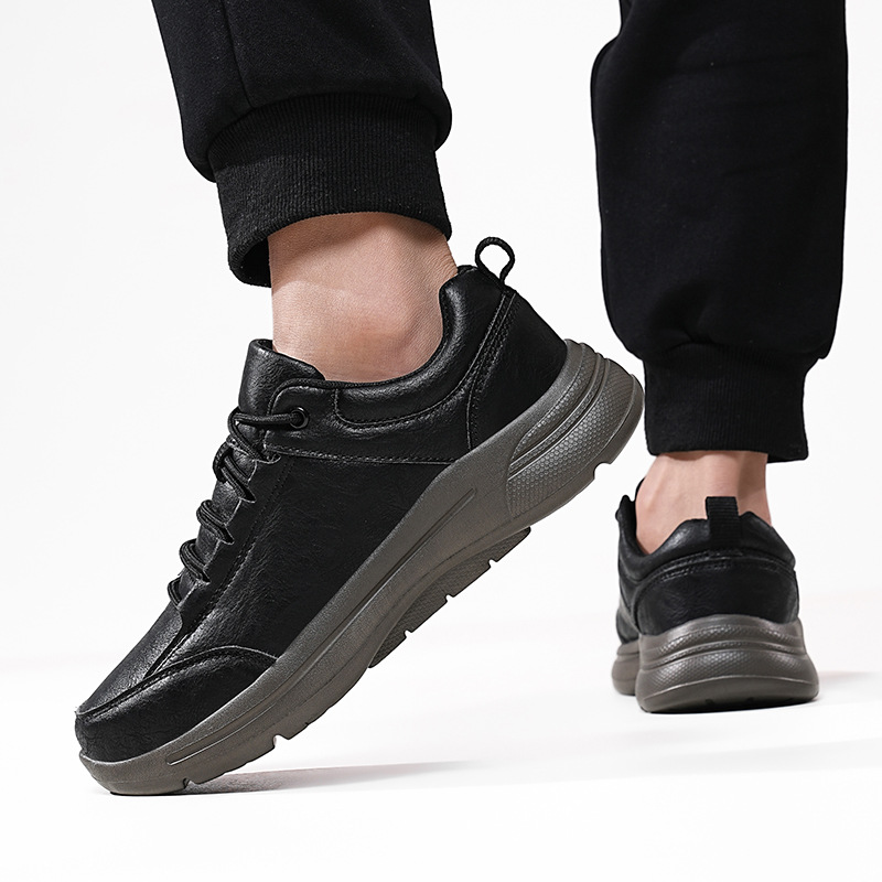 Mens Low-Top Round-Toe British-Style Fashion Leather Sneakers For Sports And Casual Wear foto 5