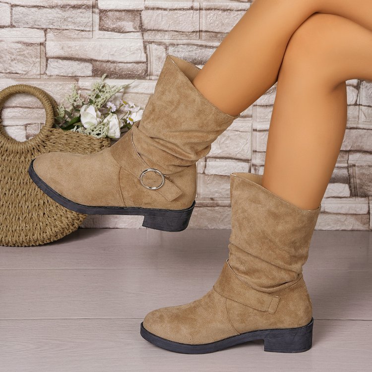 Women's Fashion Plus-Size Suede Chunky Heel Ankle Boots foto 4