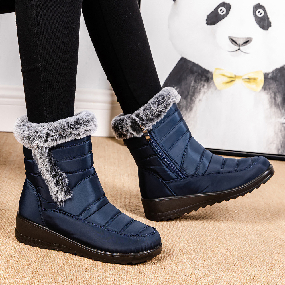 High Top Womens Snow Boots With A Faux Rabbit Fur Collar Side Chain Detailing And Waterproof Design For Maximum Warmth foto 2