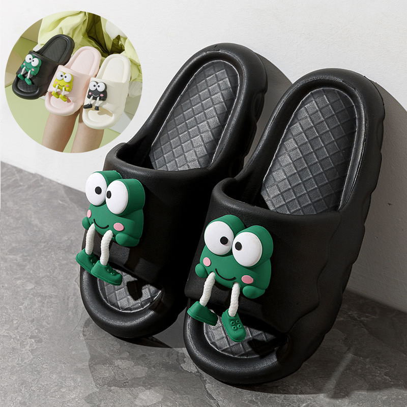 New Cartoon Frog Slippers Indoor Soft Soled Non-slip Floor Bathing Slipper For Women House Shoes Summer Couple Slippers foto 3