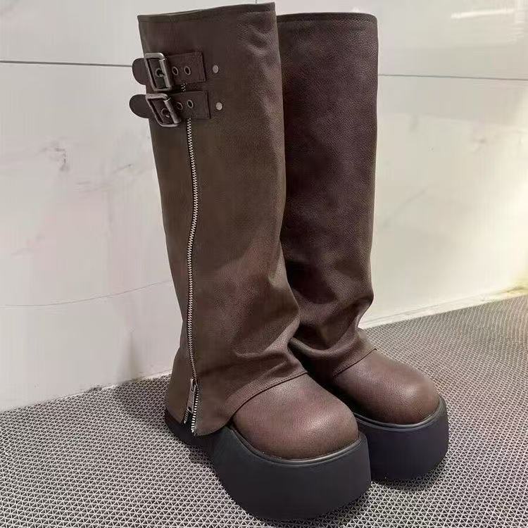 Womens Vintage High-rise Denim Boots foto 3