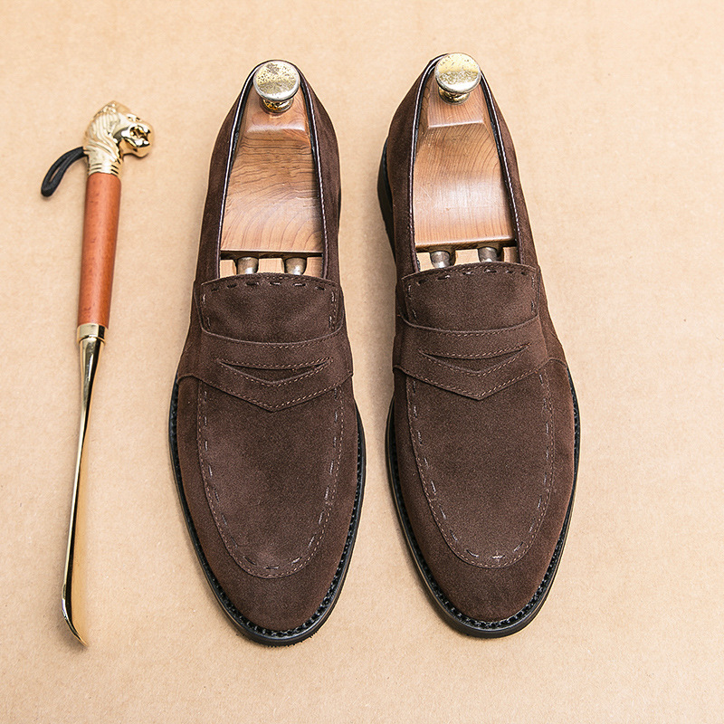 Pointed Casual Shoes British Suede Men foto 5