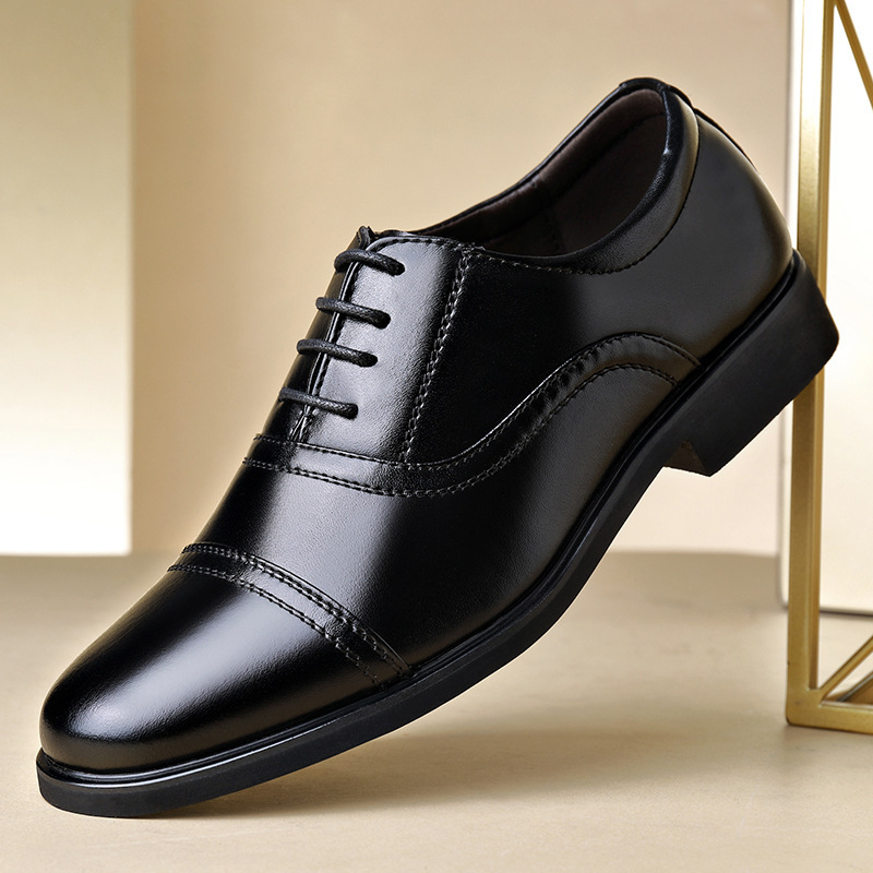 Men's Business Casual Pointed-toe Lace British Formal Wear Leather Shoes Soft Bottom foto 4