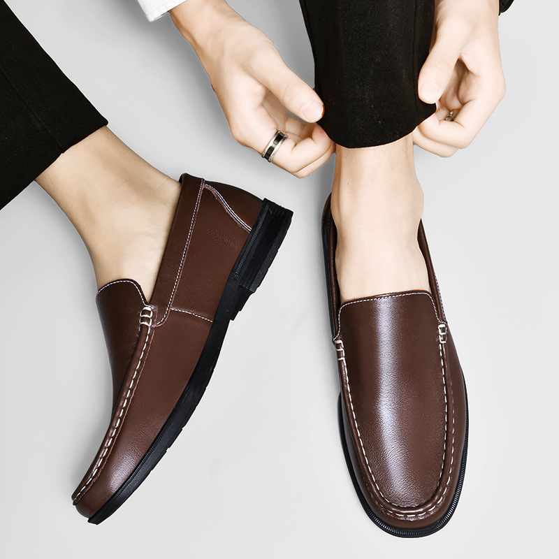 British Casual White Shoes Business Formal Wear Slip-on Hollowed-out Breathable Leather Shoes foto 3