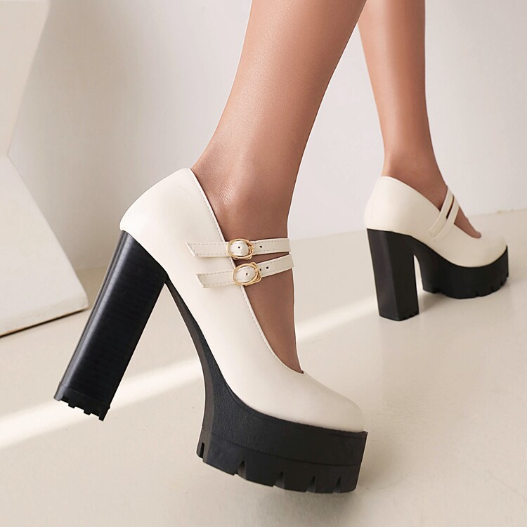 Womens Chunky High-heeled Shoes In Plus Sizes foto 4