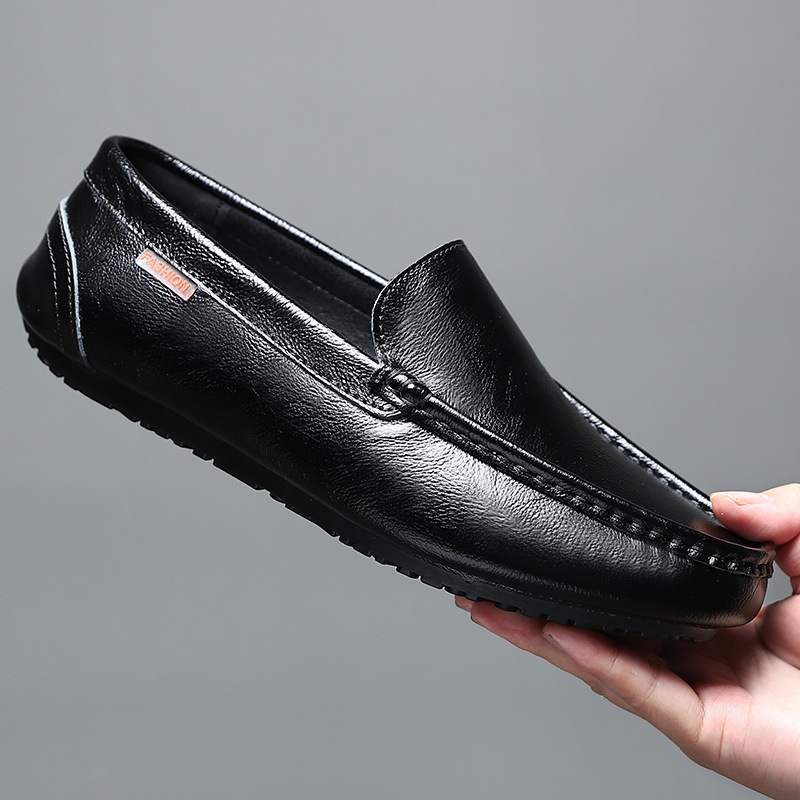 Soft Bottom Breathable One Pedal Male Slip-on Casual Leather Shoes foto 4