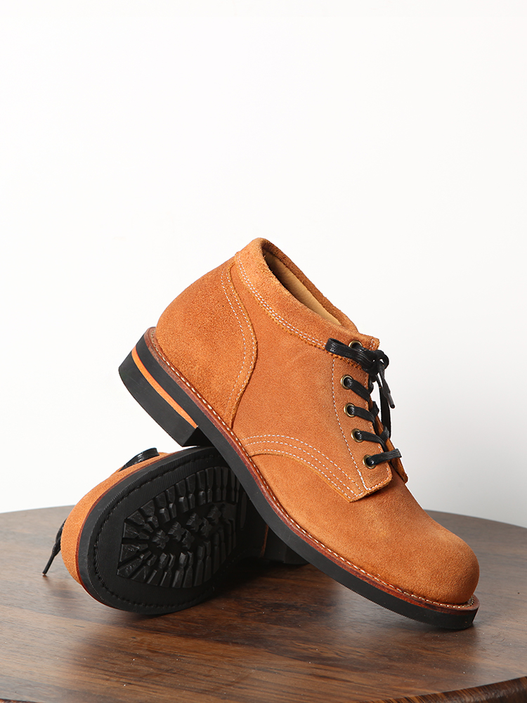 Yellow Suede First Layer Cowhide High-top Work Shoes foto 5