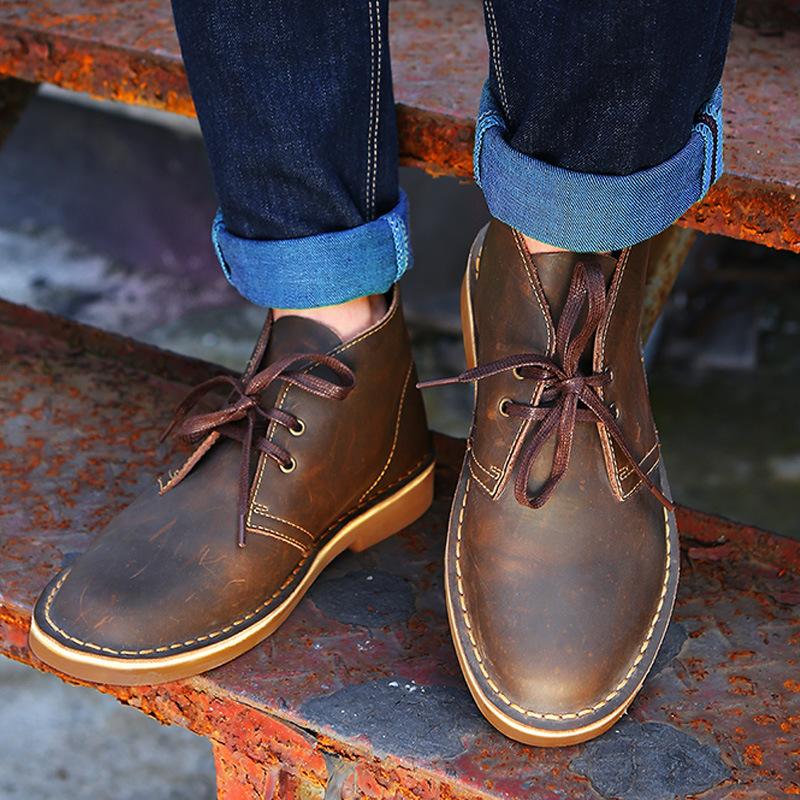 Men's Outdoor Retro Low Top Cowhide Martin Boots foto 3